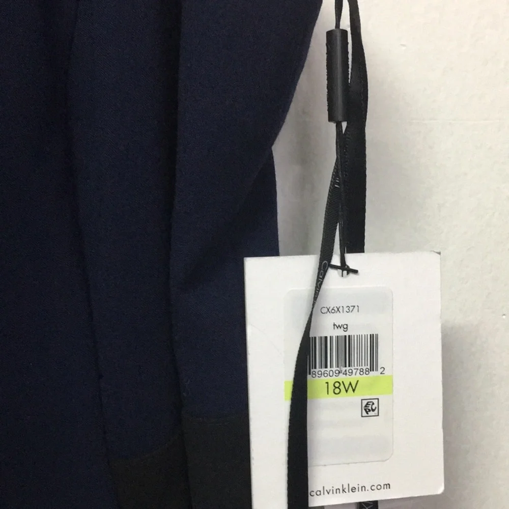 NWT Calvin Klein Woman Belted Navy Blue Fit&Flare Dress: Size 18W - Picture 6 of 13